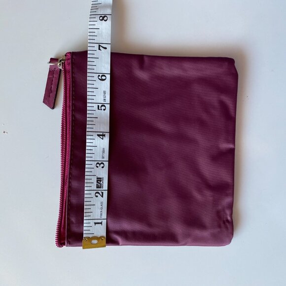 TUMI for Delta Plum Burgundy Zip Pouch Soft Travel Case Toiletries Makeup Bag - Picture 3 of 6
